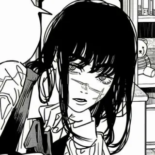 🔗 Asa Mitaka Chainsaw Man anime, manga, black and white, Chainsaw Man, Asa Mitaka telegram sticker