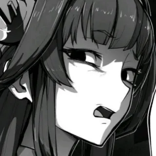 😰 ... anime girl, smug, expression, drawing, cartoon, annoyed telegram sticker
