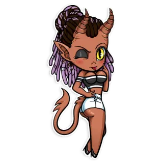 😜 demonio, monstruo, cuernos, fantasía, dibujos animados, lindo, diablo telegram sticker