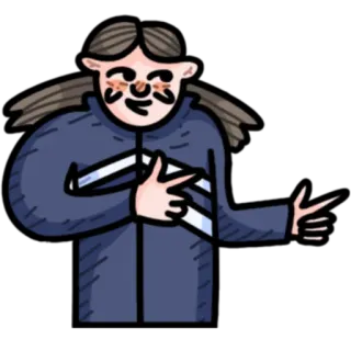 😏 kreskówka, postać, gest, ilustracja, naklejka telegram sticker