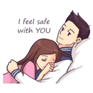 ☺️ I feel safe with YOU amore, sicuro, coppia, romantico, carino, anime telegram sticker