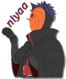😸 Tobi Naruto niyaa anime, sticker, cartoon, Tobi, Naruto, cat ears telegram sticker