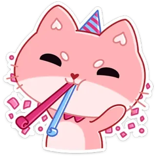 🥳 кот, вечеринка, праздник, праздничный, животное, милый, каваий telegram sticker