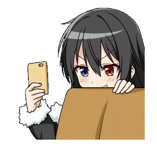 📱 Dziewczyna anime, Smartfon, Uroczy, Kobieta, Kreskówka telegram sticker