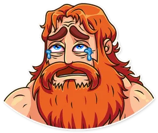 😢 huilen, verdrietig, roodharig, baard, cartoon, illustratie telegram sticker