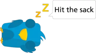 💤 Hit the sack sono, dormindo, pássaro, desenho animado, saco, descanso, zz telegram sticker