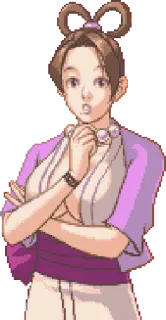 😲 Maya Fey Ace Attorney Maya Fey, Ace Attorney, video game, pixel art, character, woman telegram sticker