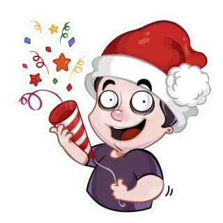 🎅 perayaan, natal, kartun, konfeti, pesta, meriah whatsapp sticker