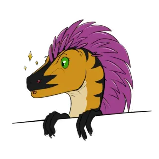 😍 공룡, 맹금류, 보라색 머리, 만화, 동물, 캐릭터 telegram sticker