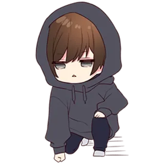 🤨 Anime, Chibi, Słodkie, Postać, Bluza z kapturem telegram sticker
