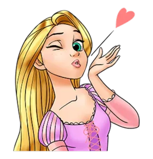 👸 Rapunzel Tangled Cartoon, Disney, Prinzessin, Rapunzel, Kuss, Herz whatsapp sticker