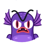 👿 monstruo, criatura, pez, dibujos animados whatsapp sticker