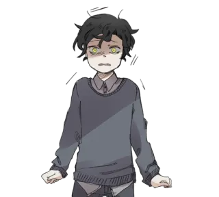 😨 Junge, Anime, Cartoon, Traurig, Emotion telegram sticker
