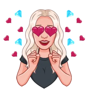 😍 kobieta, oczy w serca, diamenty, miłość, kreskówka, blond włosy, radość telegram sticker