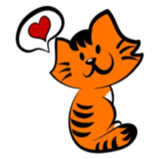 ❤️ gato, corazón, animal, dibujo, amor, naranja, lindo telegram sticker