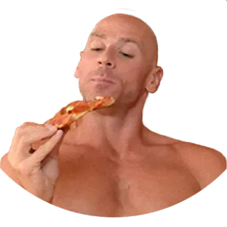 🍕 Johnny Sins หัวล้าน, ดาราหนังผู้ใหญ่, พิซซ่า, กิน, ผู้ชาย telegram sticker