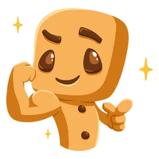 💪 cartoon, character, animation, gingerbread man, cute, sticker telegram sticker