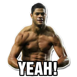💪 YEAH! мускулистый, бодибилдер, атлет, праздник, успех telegram sticker