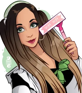 💕 Moms mujer, chica, anime, retrato, dibujo animado, pegatina, letrero telegram sticker