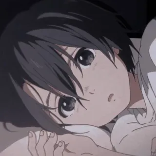 😰 anime, chłopak, smutny, leżący telegram sticker