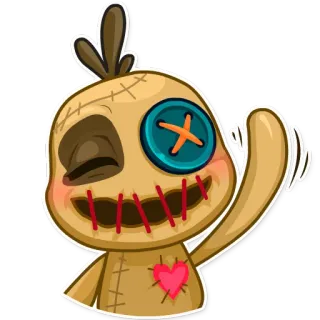 👋 Boneco de vodu, Desenho animado, Fofo, Coração, Costurado telegram sticker