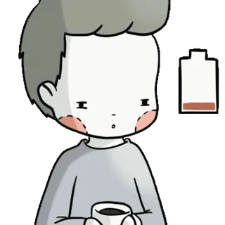 🎈 low battery, tired, exhausted, coffee, cartoon, sleepy, sad telegram sticker