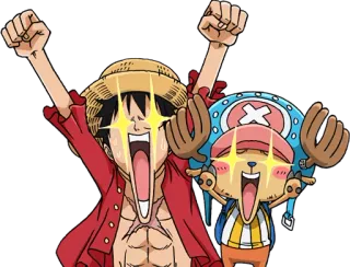 🤩 Monkey D. Luffy One Piece 动漫, 海贼王, 路飞, 乔巴, 兴奋, 庆祝 telegram sticker