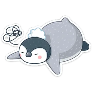 😴 пингвин, мультик, уставший, грустный, измученный, милый whatsapp sticker