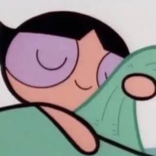 😴 Buttercup The Powerpuff Girls cartone animato, dormire, carino, coperta telegram sticker