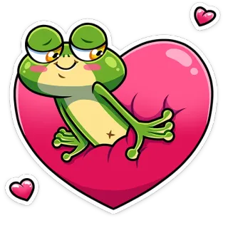 😘 rana, corazón, amor, lindo, dibujos animados, animal, pegatina telegram sticker