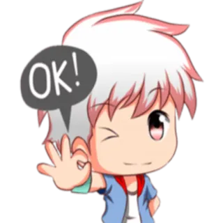 👌 OK! ok, anime, cartoon, approval, cute telegram sticker