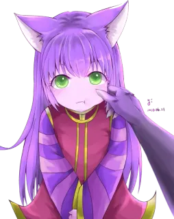 😕 Аниме, Девушка-кошка, Фиолетовый, Милый, Манга, Каваий telegram sticker