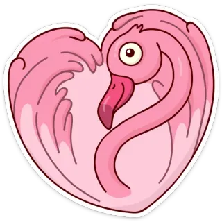❤ 火烈鸟, 心, 鸟, 粉色, 可爱, 贴纸 telegram sticker