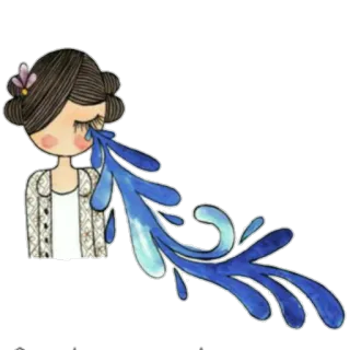 😢 piangere, triste, cartone animato, donna, lacrime, illustrazione telegram sticker