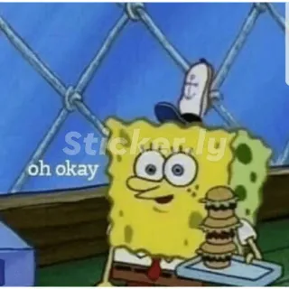🟨 SpongeBob SquarePants oh okay spongebob, spongebob squarepants, cartoon, nickelodeon, oh okay, reaction, meme telegram sticker