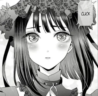 ❤️ CLICK Manga, Anime, Fille, Fleur, Portrait, Noir et blanc whatsapp sticker