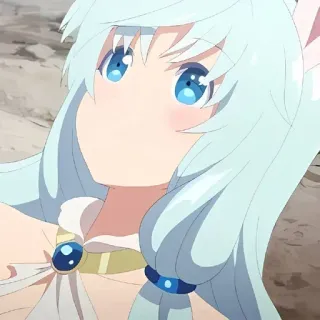 🌙 Anime, Mädchen, Süß, Charakter, Blaue Haare, Kunst whatsapp sticker