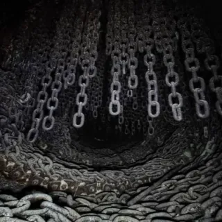 👁 chains, dark, metal, cave, depth, prison telegram sticker