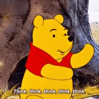 🤔 Winnie the Pooh Think, think, think, think, think. dessin animé, personnage, réflexion, Winnie l'ourson telegram sticker
