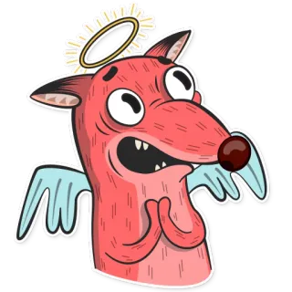 😇 Hund, Cartoon, Halo, Flügel, Engel, Haustier telegram sticker