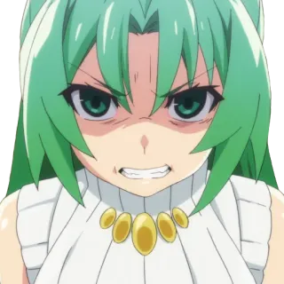 😡 Anime, Enojado/a, Pelo verde, Expresión facial, Chica whatsapp sticker