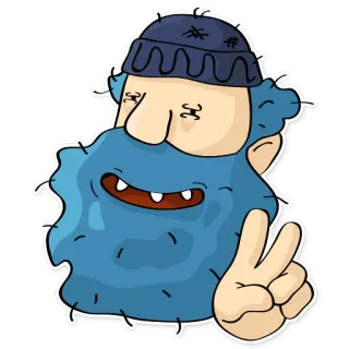 ✋ Cartoon, Personage, Blauwbaard, Vredesteken, Sticker, Grappig telegram sticker