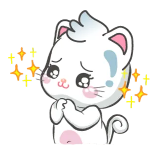 ✨ cat, cute, kawaii, sparkle, begging, pleading, grateful telegram sticker