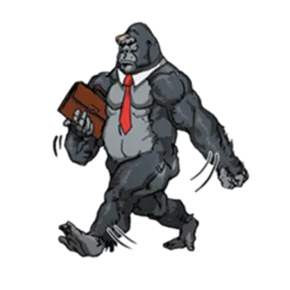 💼 gorilla, business, ape, animal, suit, tie, cartoon whatsapp sticker