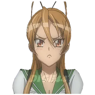 ☹️ Saeko Busujima Highschool of the Dead anime, character, saeko busujima, highschool of the dead, serious, angry telegram sticker