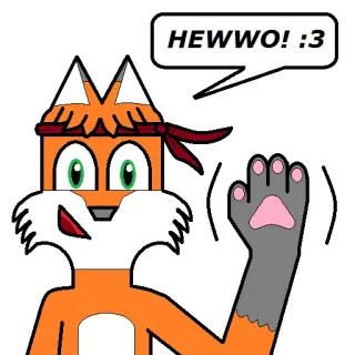 🎾 HEWWO! :3 Dibujo animado, Zorro, Antropomorfo, Saludo, Ola, Furry whatsapp sticker
