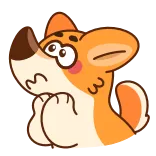 🙏 собака, корги, милый, мультфильм, встревоженный, щенок telegram sticker