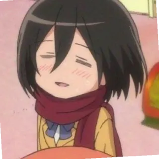 😊 Mikasa Ackerman Attack on Titan Anime, Chibi, Kawaii, Desenho animado, Mangá, Ataque dos Titãs, Mikasa Ackerman telegram sticker