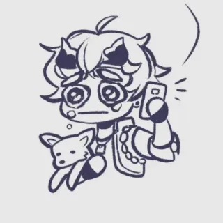 🐕 アニメ, 悲しい, ちび, 漫画, 泣く, 犬, 電話, イラスト, ファンアート telegram sticker
