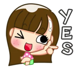 😉 YES cartoon, yes, happy, approval, agreement, girl whatsapp sticker